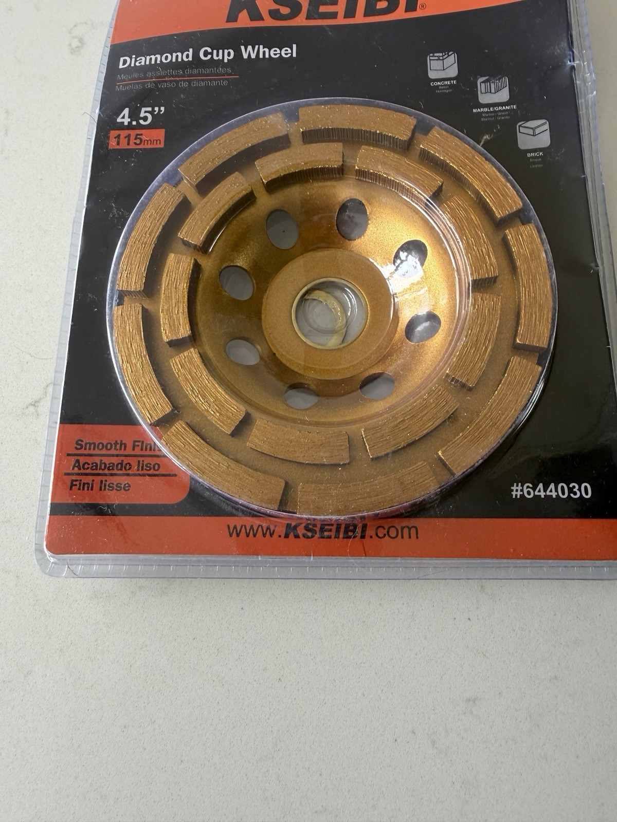 Kseibi 4.5” Diamond Cup Grinding Wheel Smooth Finish – Concrete/ Brick – #644030
