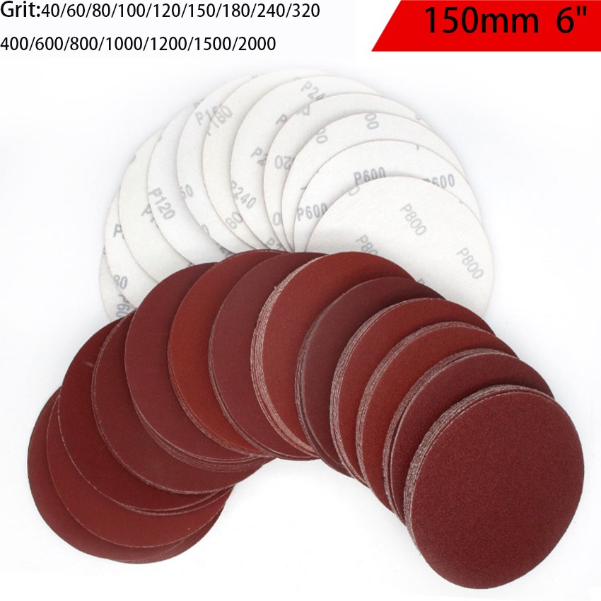 6 in Sanding Discs 150mm 40-2000 Grit Orbital Sander Sandpaper Hook & Loop Pads