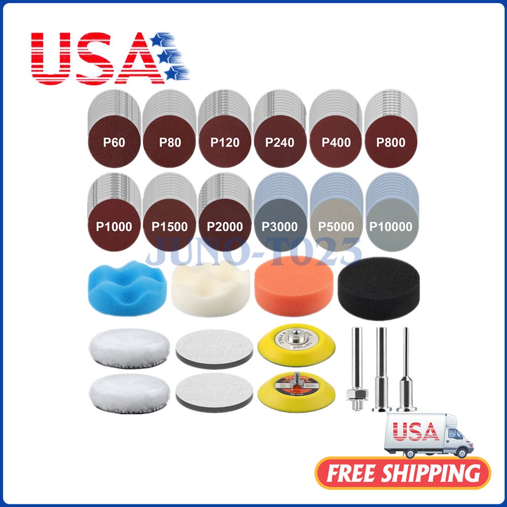 133pcs Sanding Disc Kit,3 Inch 60-10000 Grit Wet Dry Hook & Loop Sandpaper Pads
