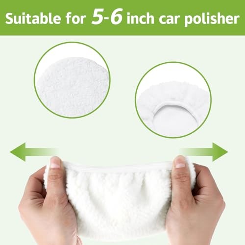 8 Pcs Car Polishing Pads, Lamb Fleece Buffing Pad,Bonnet 5-6 Inches_8 Pack