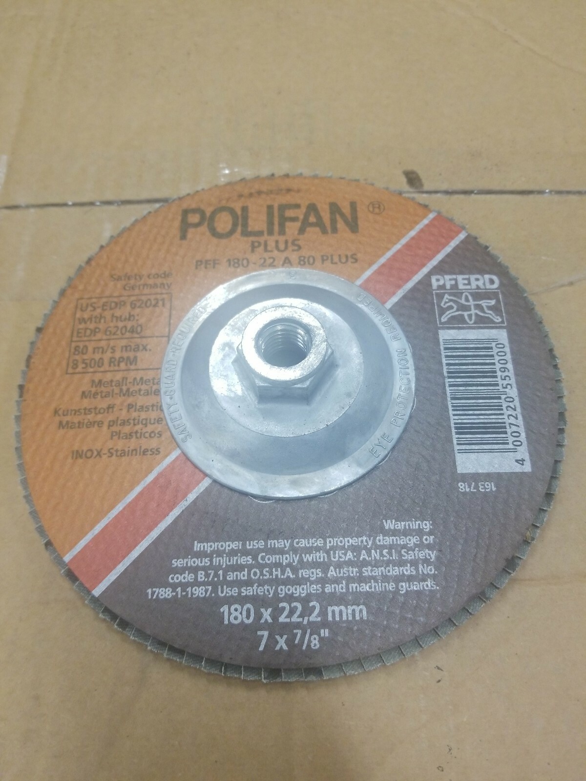 Polifan Flap Discs 7×5/8-11 80 Grit PFERD 62040. 16 are available