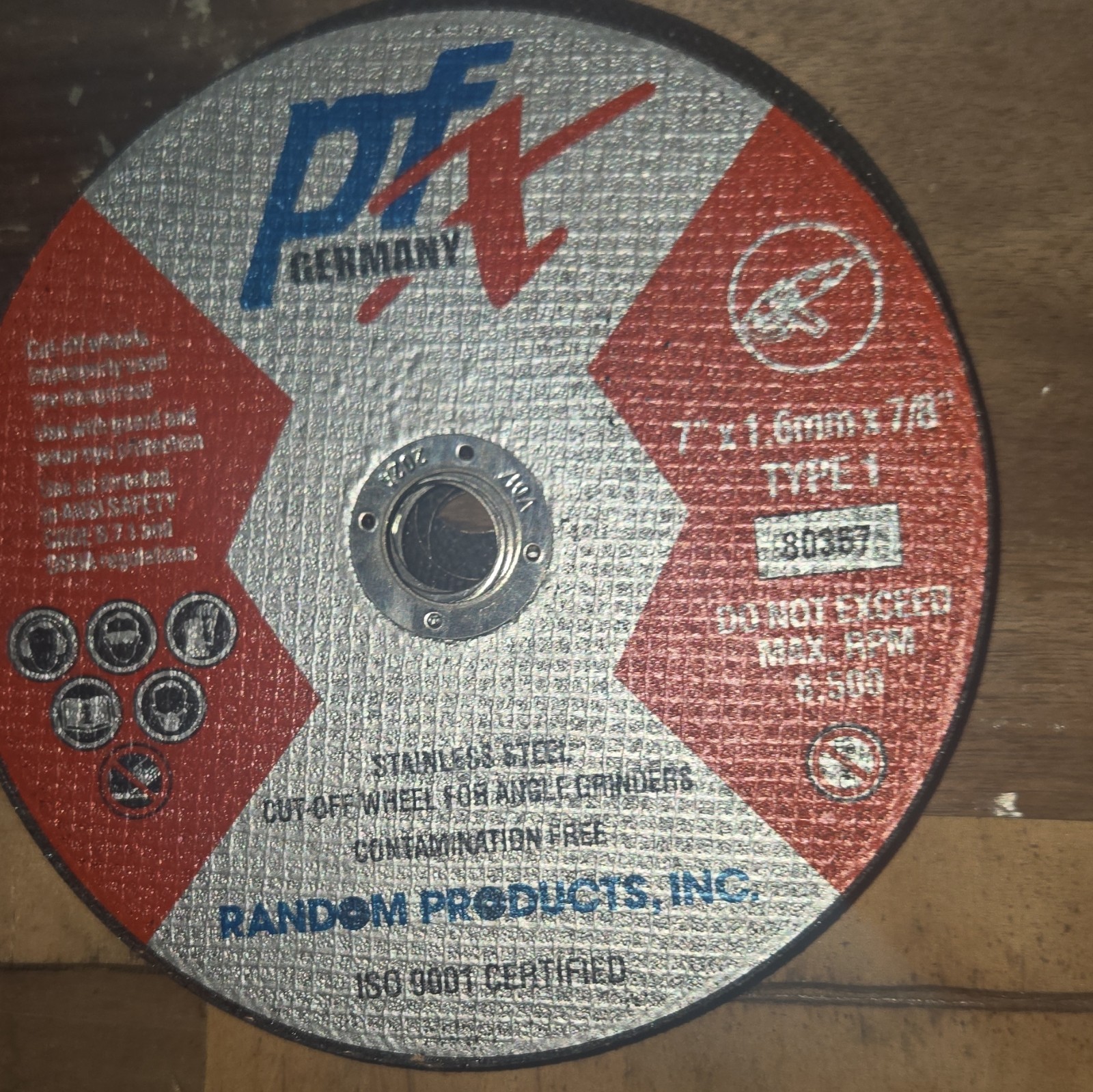 PTX Type 1 Cut-Off Wheel 7in x 1.6mm for Angle Grinder Stainless Steel 80367