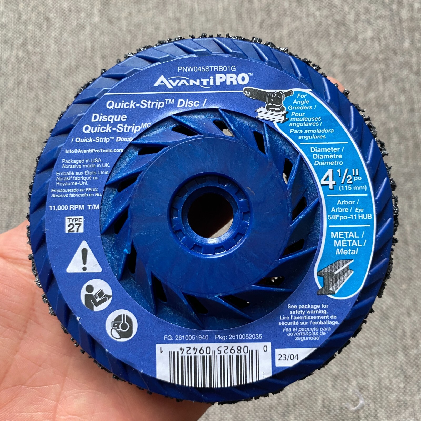 AVANTI PRO PNW045STRB01G 4-1/2″ IN. X 5/8 IN. -11 IN. NON-WOVEN QUICK-STRIP DISC