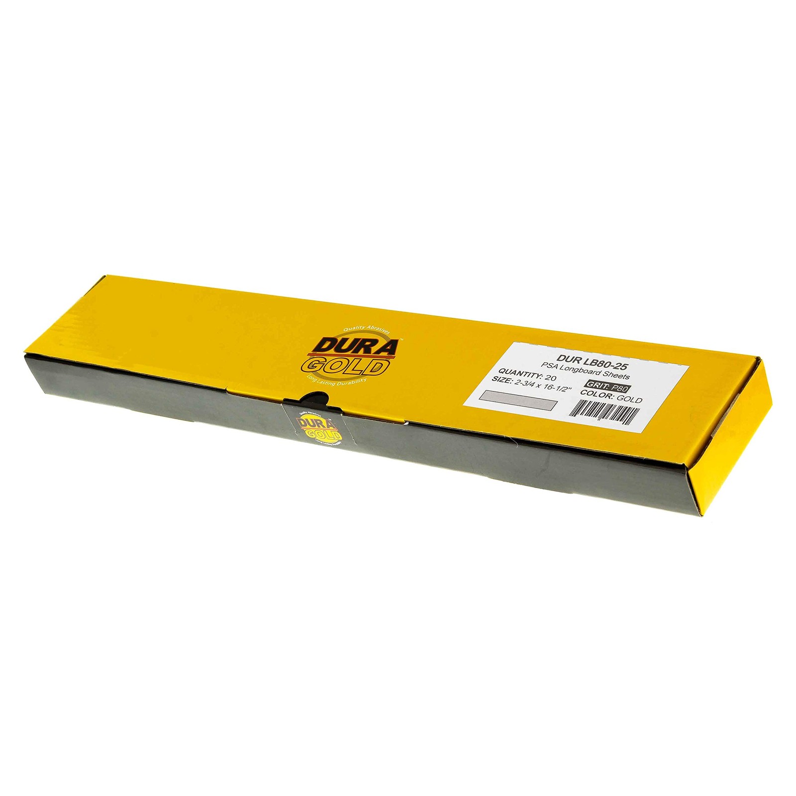 Premium 80 Grit Gold Pre-Cut PSA Longboard Sandpaper Sheets, Box of 20, 2-3/4…