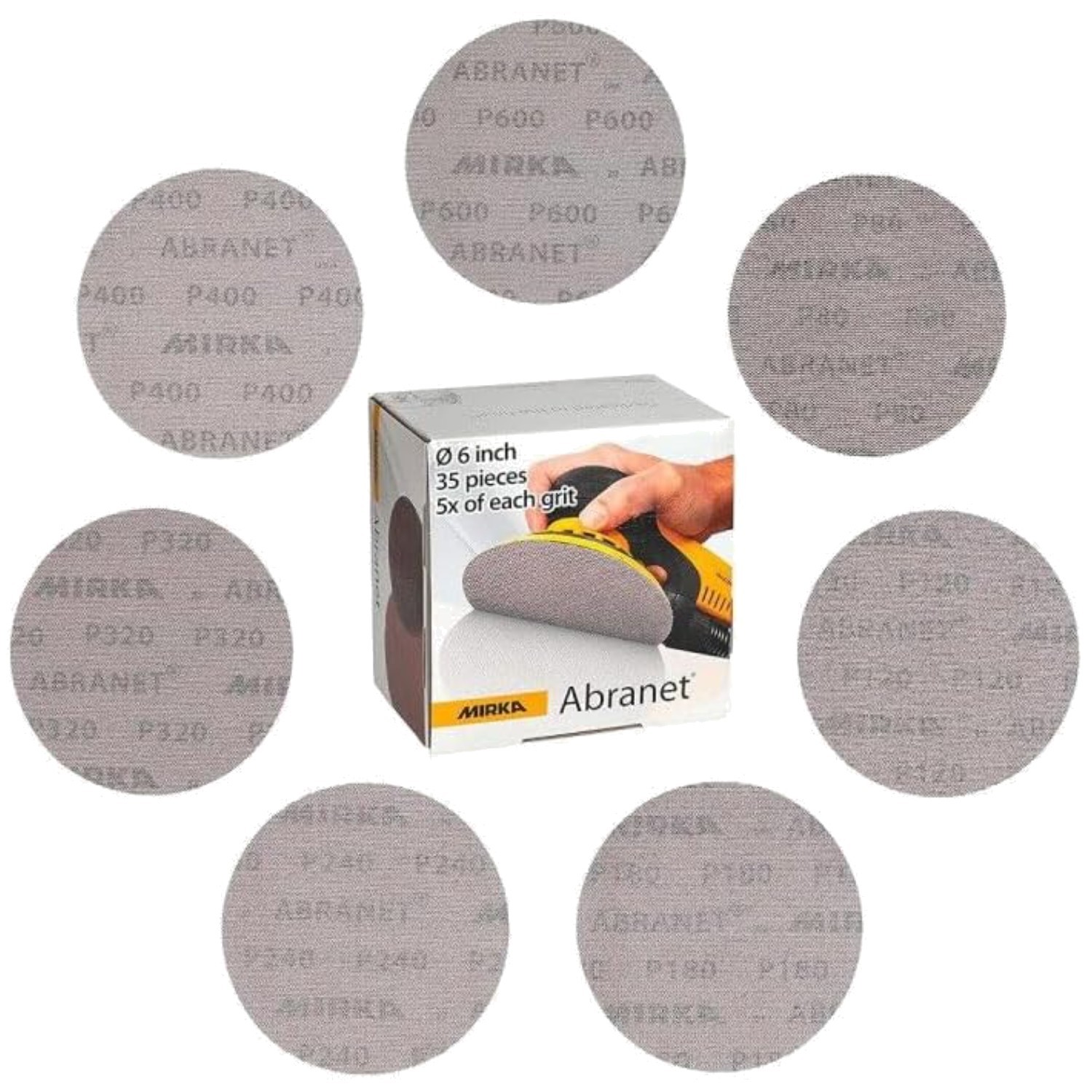 Abranet 6″ Sanding Discs – 35pc Set, Woodworking, Automotive