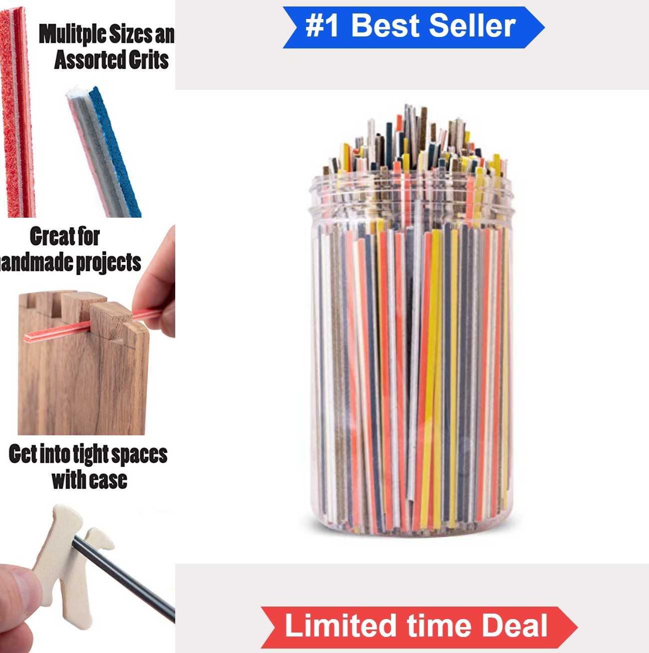 300 Piece Sanding Twigs Kit Assorted Grits Flexible Cushioned Wood Plastic
