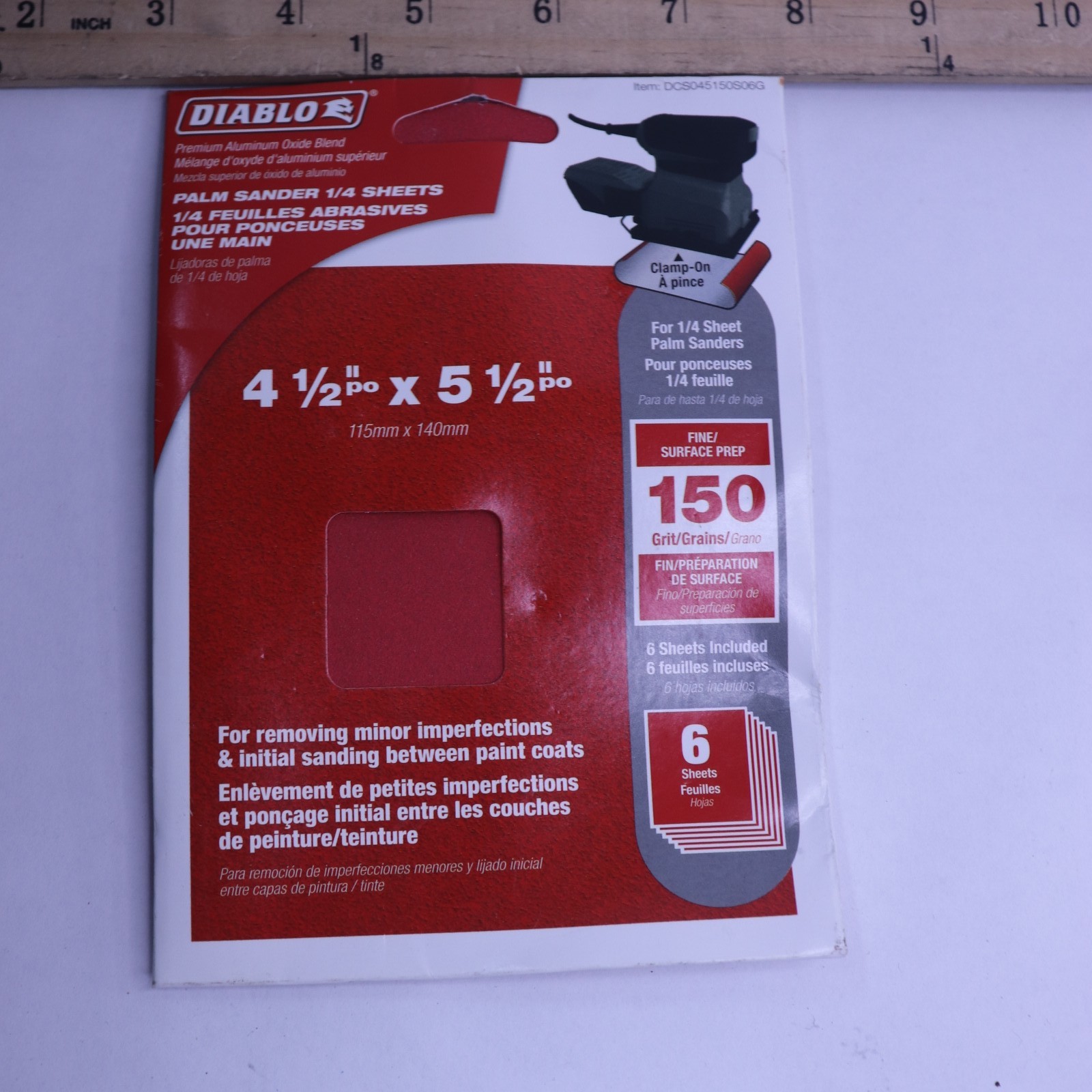 (6-Pk) Diablo Sanding Sheet 150 Grit Very Fine Aluminum Oxide 4-1/2″ x 5-1/2″