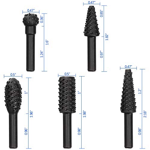 5 PCS Woodworking Twist Drill Bits, Wood Carving File Rasp Drill Bit, with