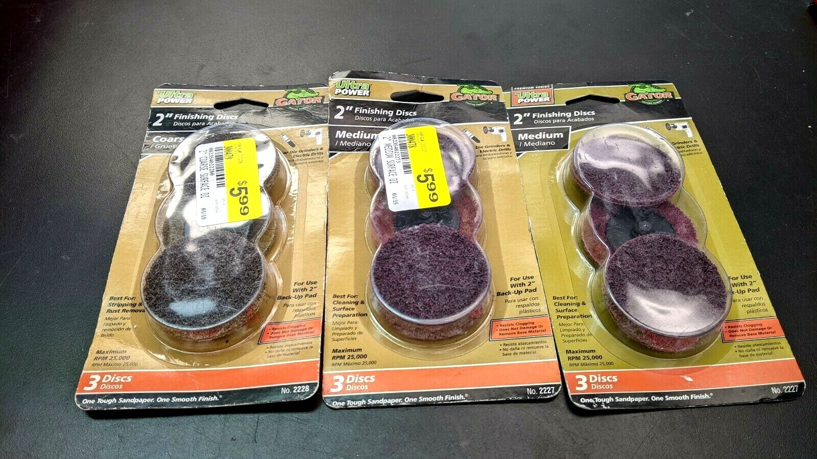 9 New GATOR Power 2″ Finishing Discs Type R- Coarse & Medium- Free Shipping