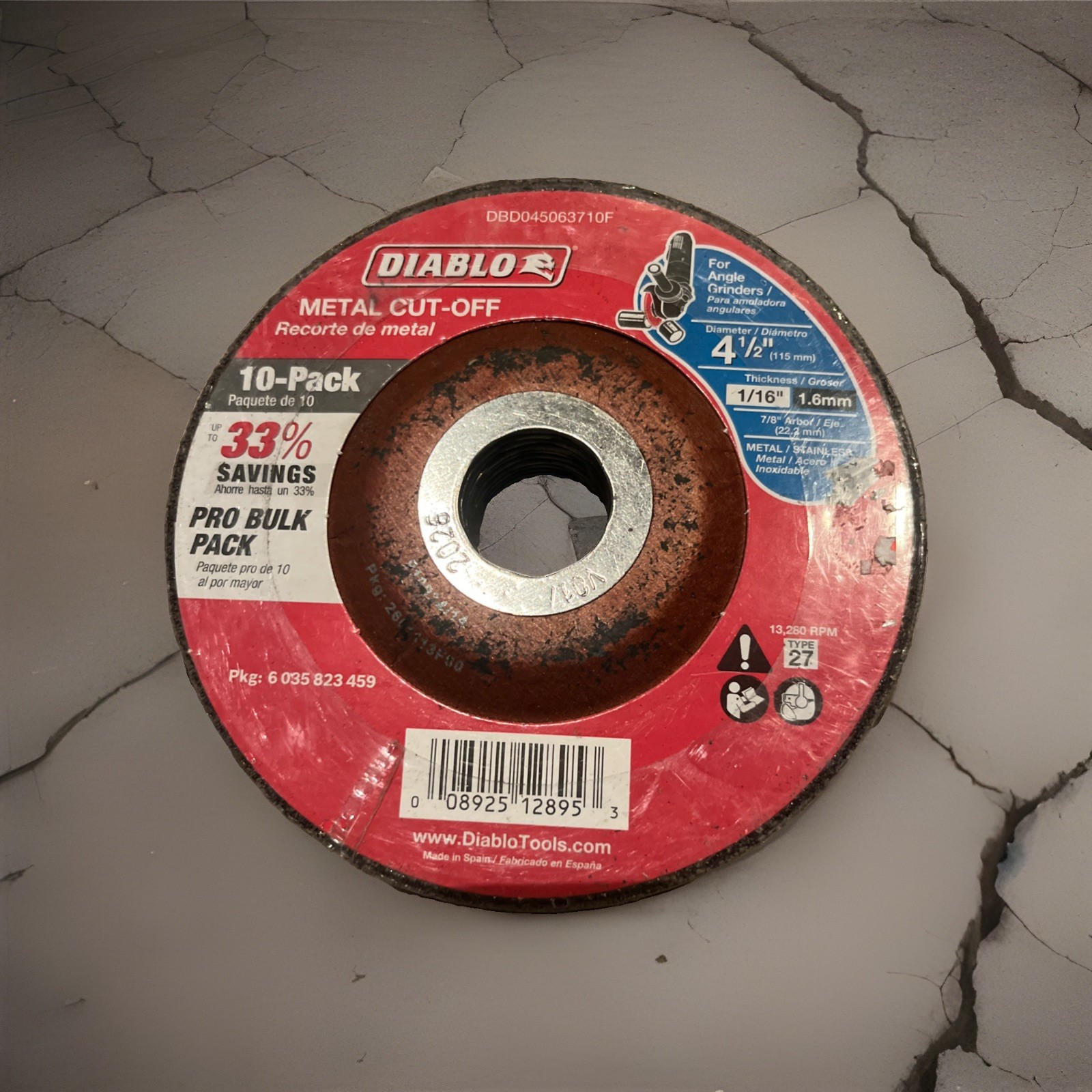 DIABLO 4-1/2″ x 0.040″ x 7/8″ Thin Kerf Metal Cut-Off Discs! 10-Pack NEW! SEALED