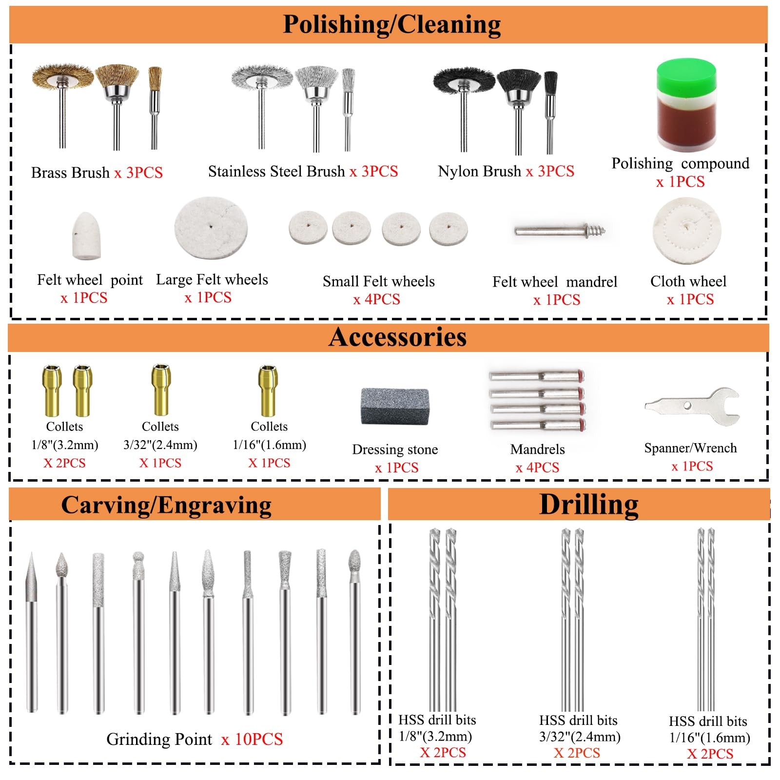 Sunxeke 318PCS Rotary Tool Accessory Kit with Sanding Drum,1/8inch Shank…