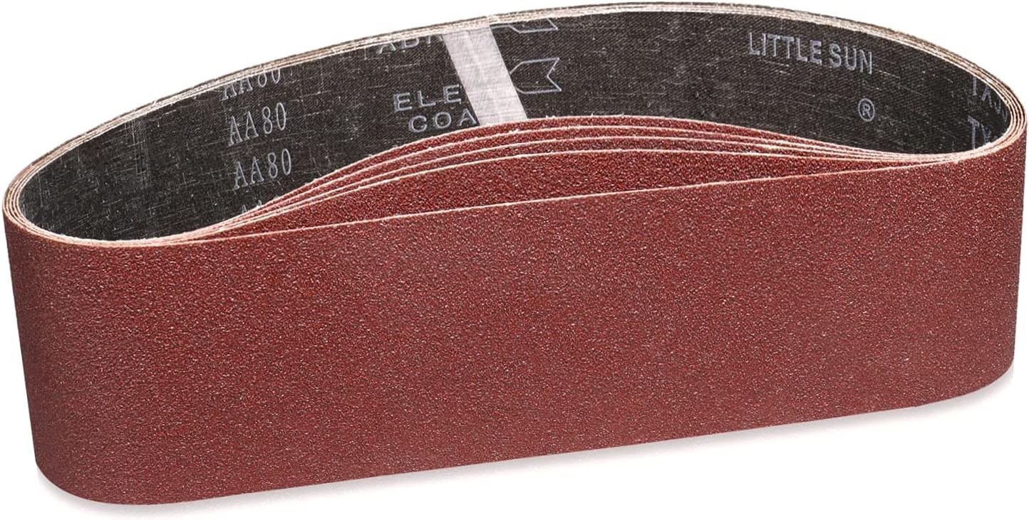 Durable 80 Grit Sanding Belts 4 x 36 Inch – 5 Pack for Polishing & Stripping