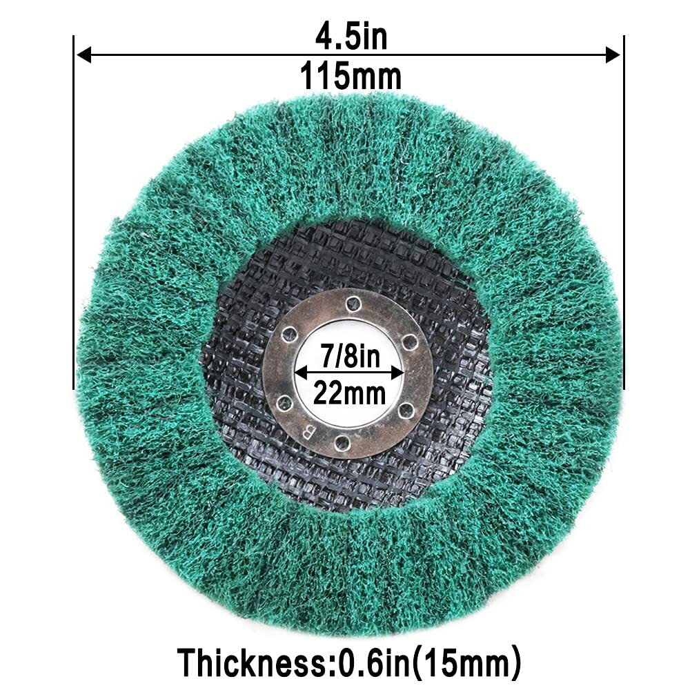 10PCS 4.5inch Nylon Flap Discs 115x22mm Green Metal Cleaning Polishing Wheel Pad