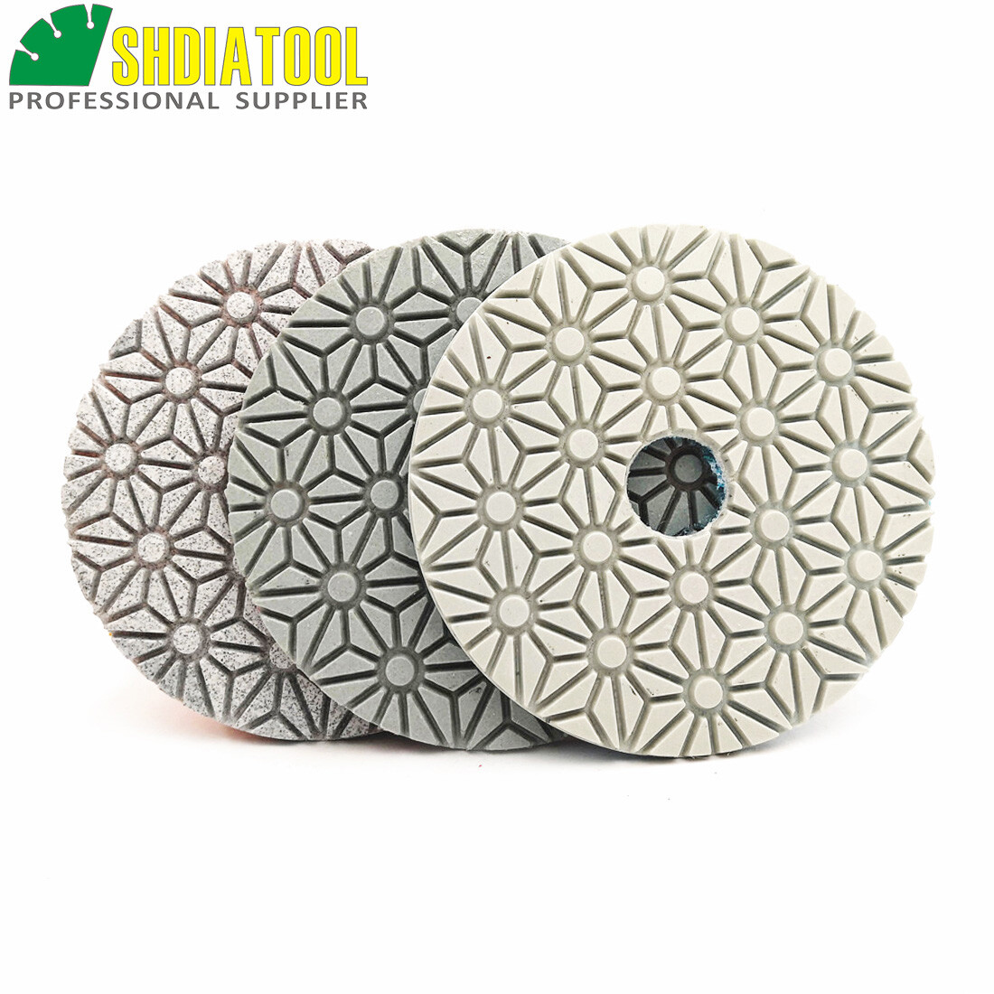 Dia 100mm/4″ 3-Steps Diamond Resin Bond Sanding Discs Wet Polishing Pad marble