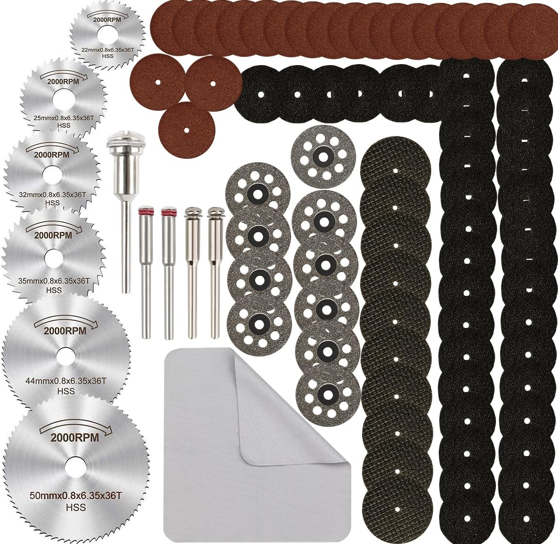 Cutting Wheel Set for Rotary Tool, 88Pcs HSS Circular Saw Blades Diamond Wood Gl