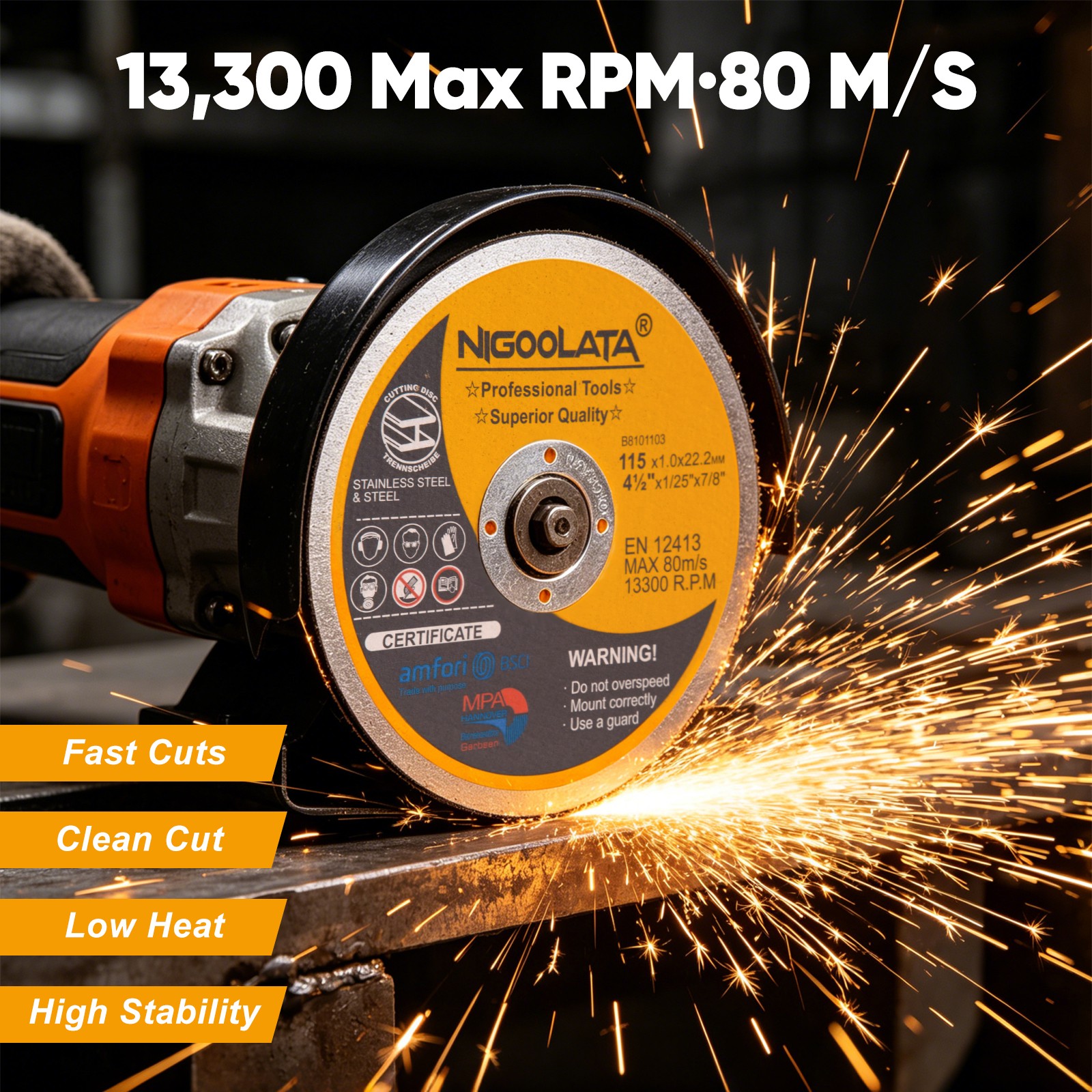 25-100X Cut Off Wheels 4-1/2″ Metal & Stainless Steel Angle Grinder Cutting Disc