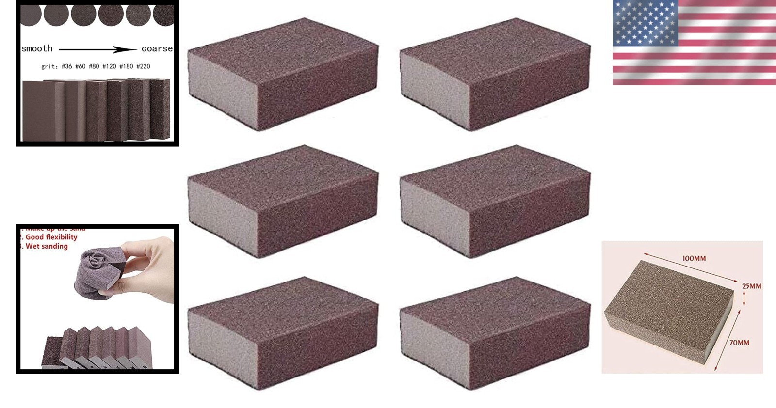 High-Density 180 Grit Sanding Blocks – Versatile Buffing Pads for Wood & Metal