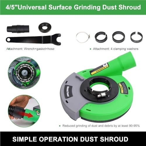 Universal Dust Shroud for 4.5″ & 5″ Angle Grinders + 5″ Diamond Grinding Wheel –