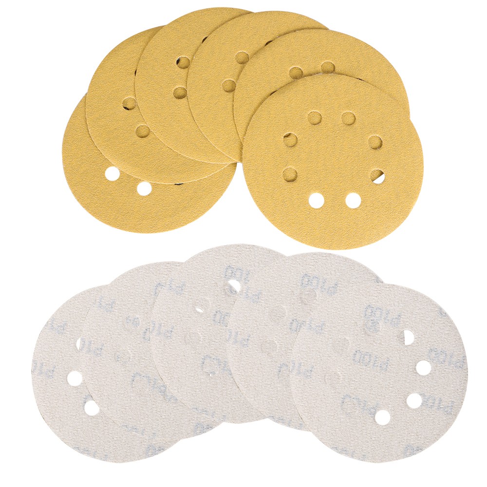 100 Pack 5 Inch 8-Hole 100 Grit Hook-and-Loop Sanding Disc Sander Paper
