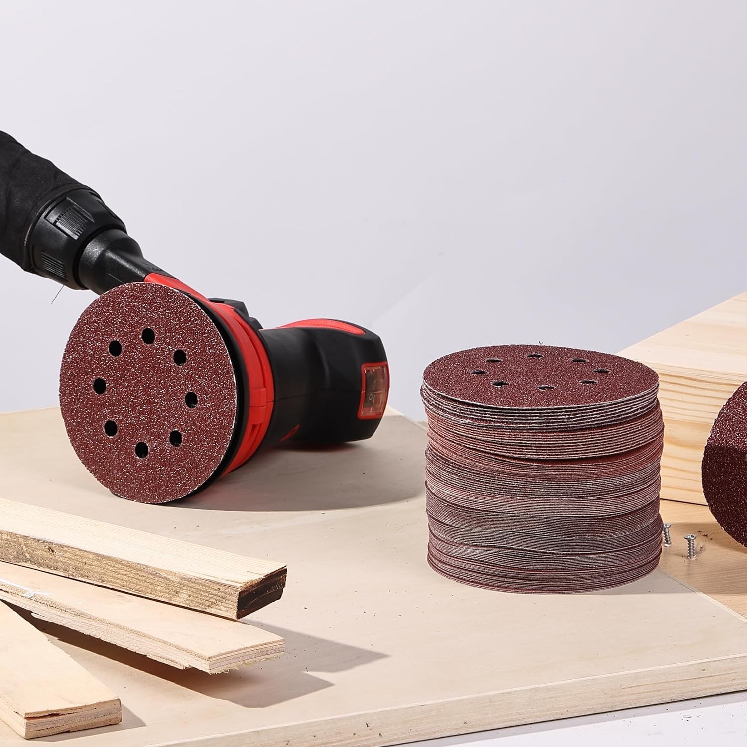 100-Pack Bates 5-Inch 8-Hole Sanding Discs – Ideal for Wood, Metal, Plastic