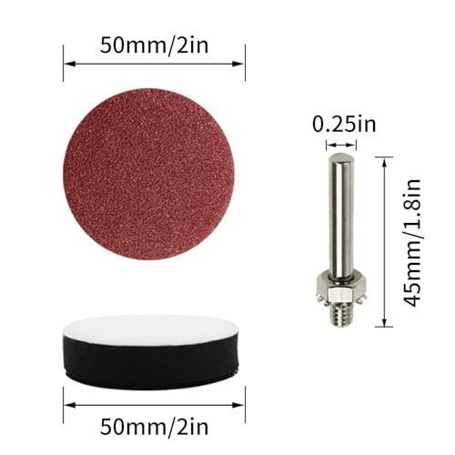 100pcs 2 Inch Drill Sander Attachment with Backer Plate 1/4″ Shank Sanding