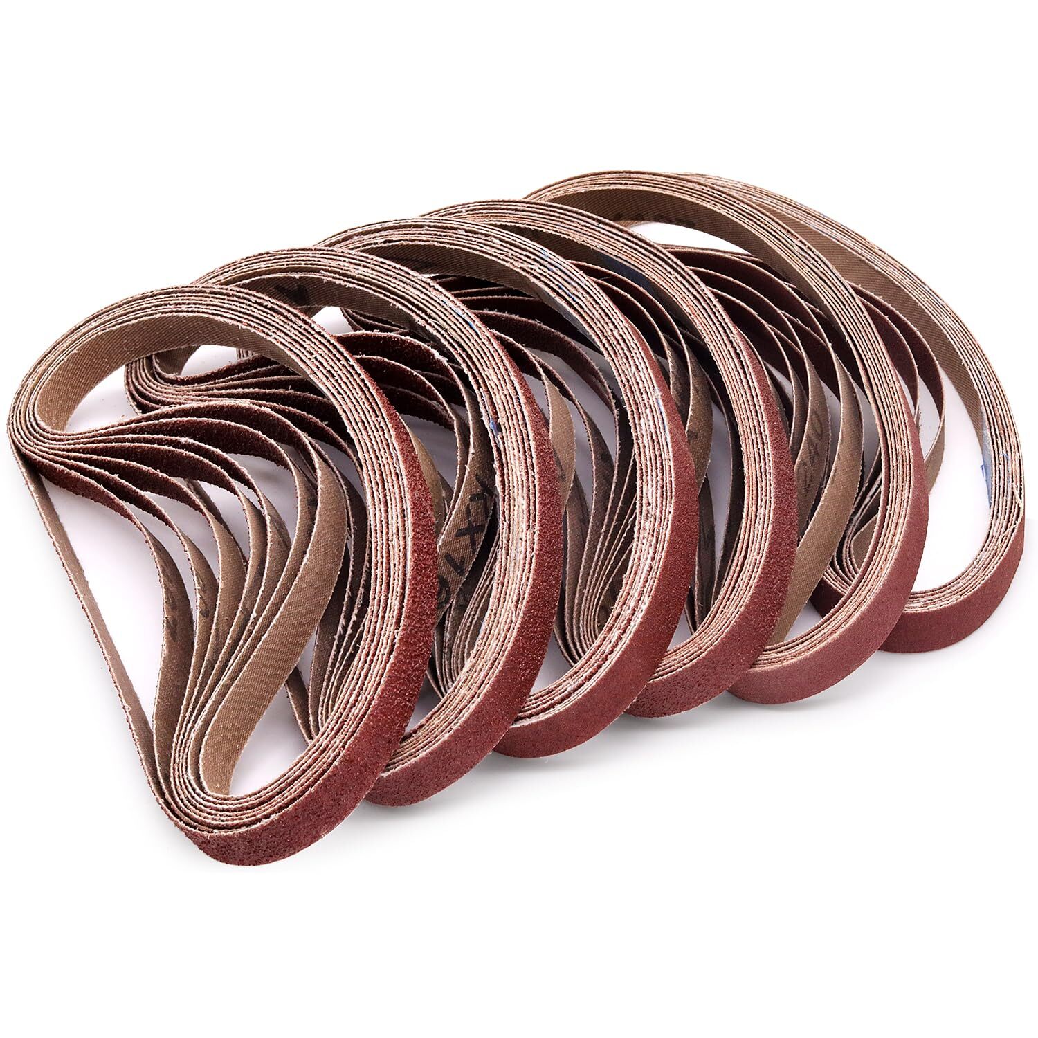 48pcs 1/2×18 Sanding Belts 40-240 Grit Aluminum Oxide Mini Air Belt Sander