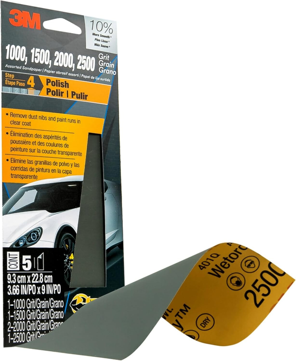 3M(TM) Wetordry(TM) Sandpaper, 03006, 3-2/3 in x 9 x 9 in, Assorted