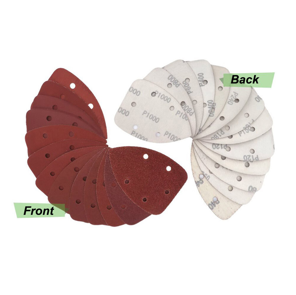 5 Hole Triangular Sanding Pads Hook & Loop Red Sand Paper 40#-2000# 140x140x90mm