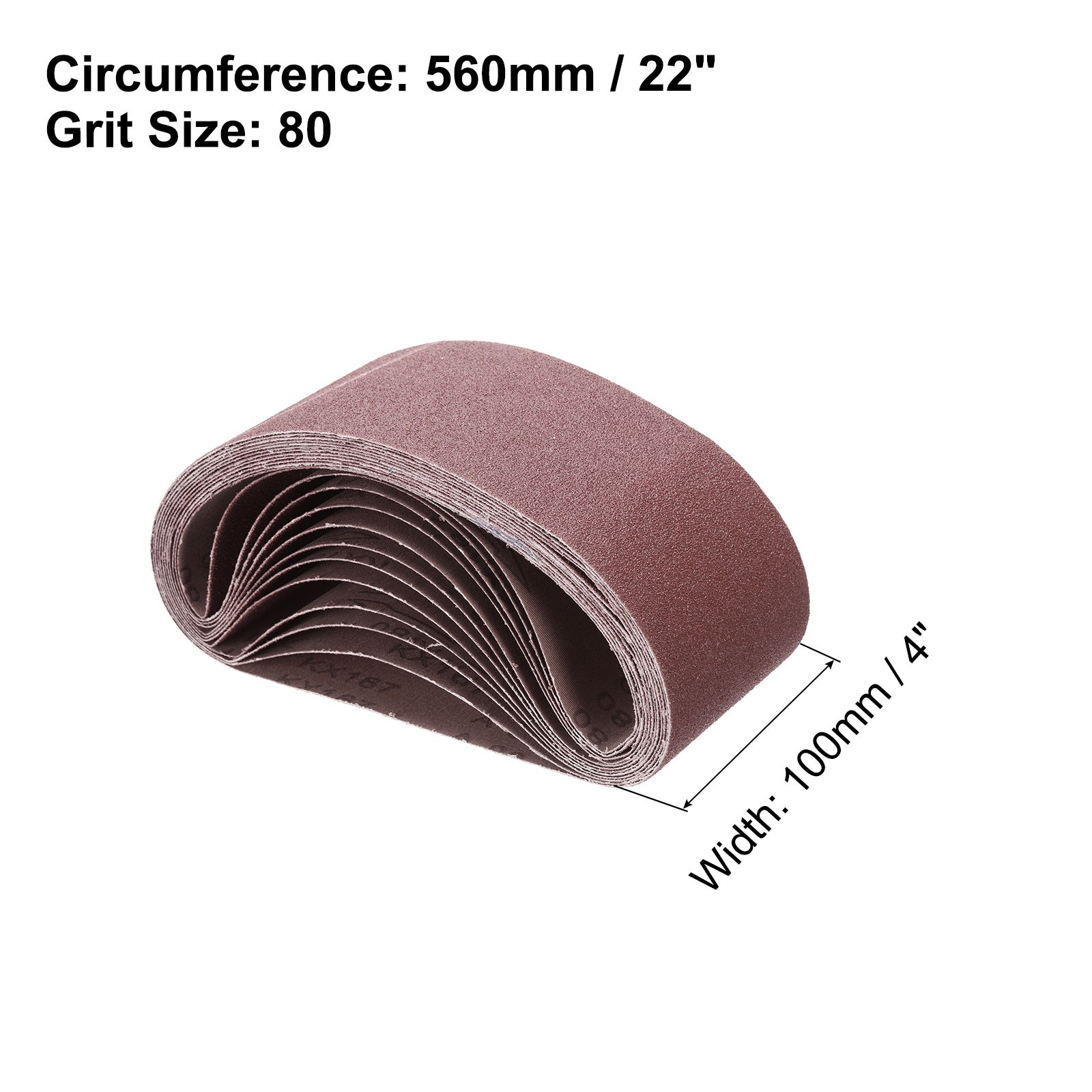 12pcs 80 Grits Aluminum Oxide Sanding Belts 4″ x 22″ Ring Abrasive Belts