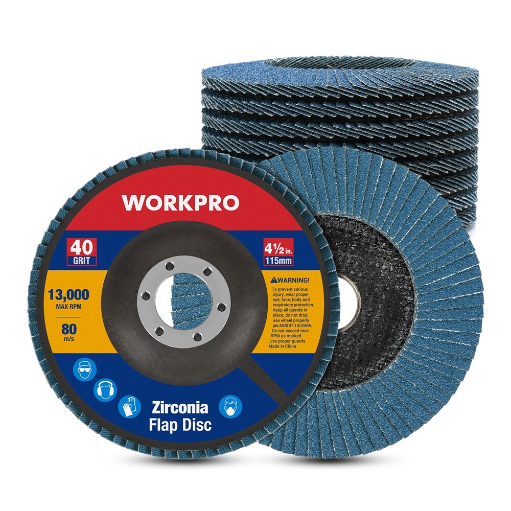 WORKPRO 10-Pack 4-1/2″x7/8″ Flap Discs T29 Zirconia Abrasive Flap Sanding Discs