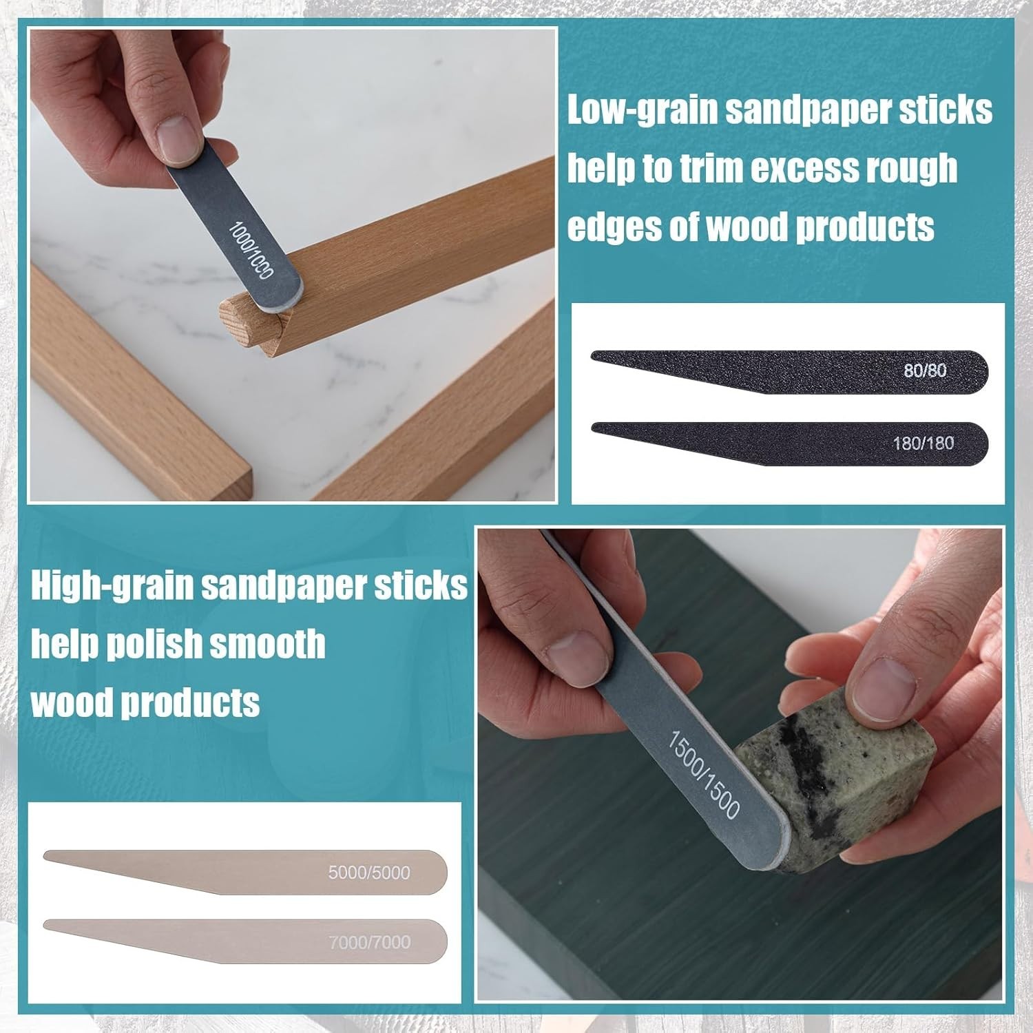 Polishing Sticks Set 20 Pcs for Metal Wood Plastic Models with Grit Ratings