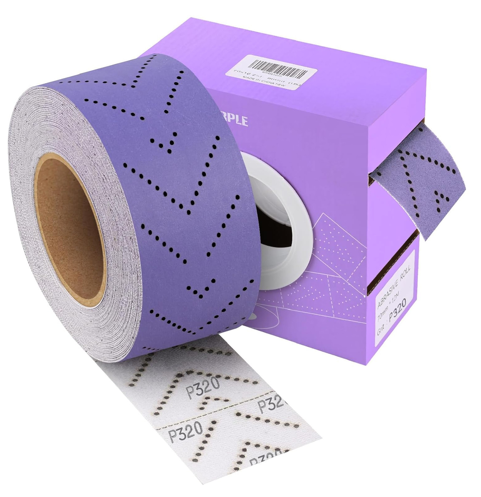 Purple Ceramic 320 Grit Sandpaper Roll, 2-3/4″ x 13 Yard, Hook & Loop Multi-H…