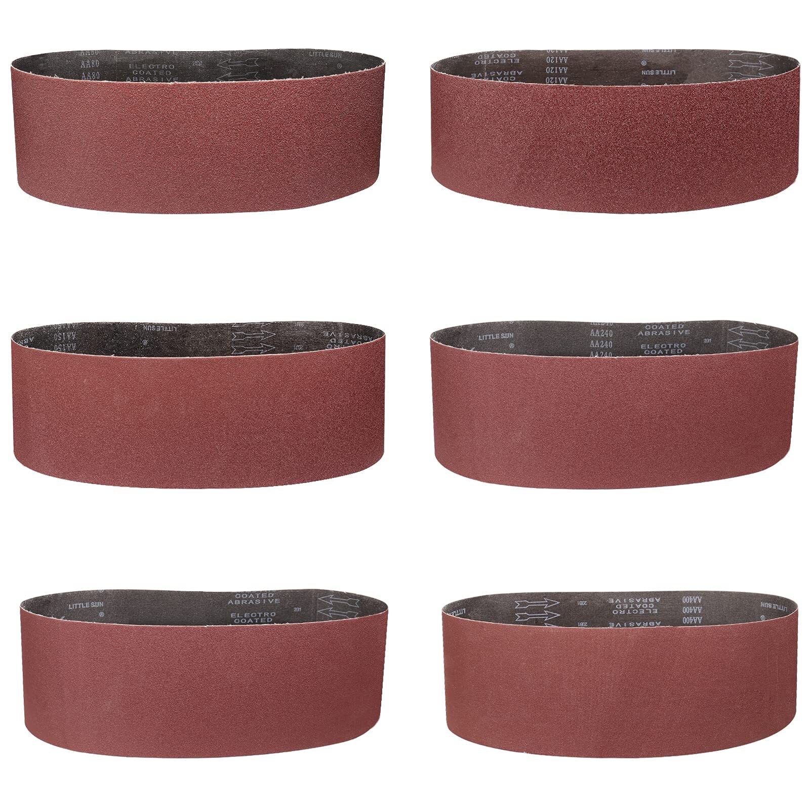 6 Pack 6″x48″ Aluminum Oxide Sanding Belts Assorted Grits for Wood Metal Plastic