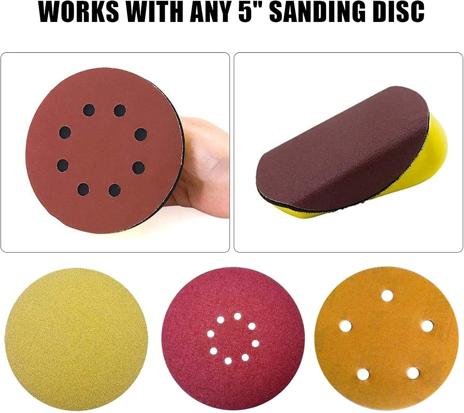 SATC 2 Pack 5Inch Hook and Loop Round & Mouse Hand Sanding Block For Woodworking