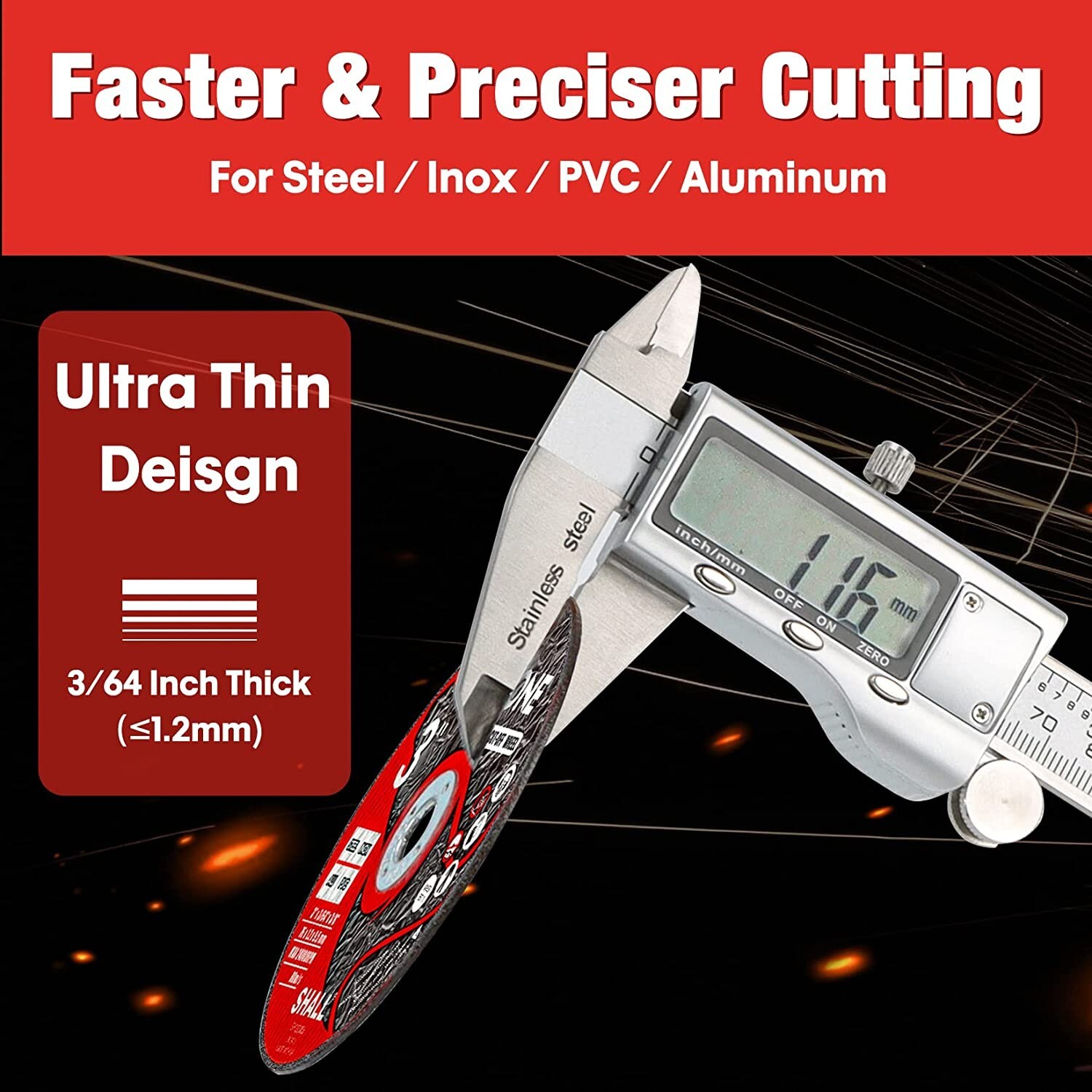 SHALL 25-Pack Cut Off Wheels 3” x 3/8” x 3/64” – Fast Cutting Disc