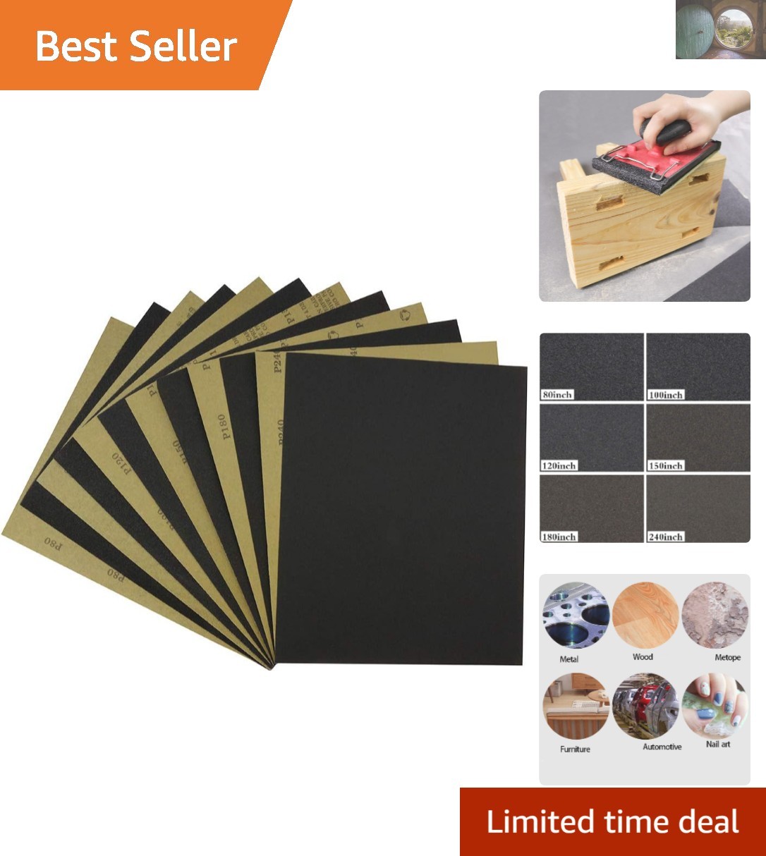 Electro Coated Silicon Carbide Sandpaper Sheets 9 x 11 Inch – 6 Grits Included
