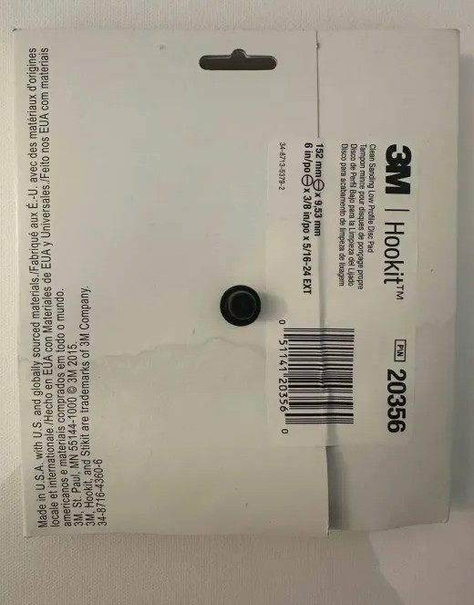[6 IN] [20356] 3M HOOKIT CLEAN SANDING LOW PROFILE DISC PAD – 12000 RPM
