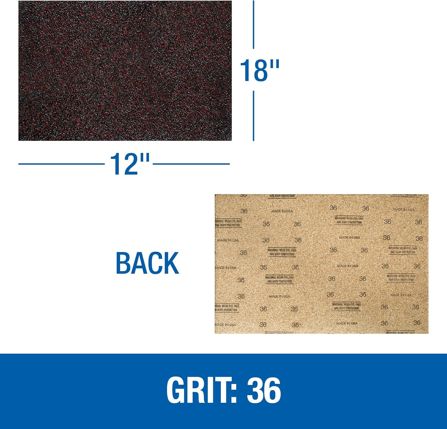Silicon Carbide 12″x18″ Floor Sanding Sheets, 36 Grit, 20 Pack