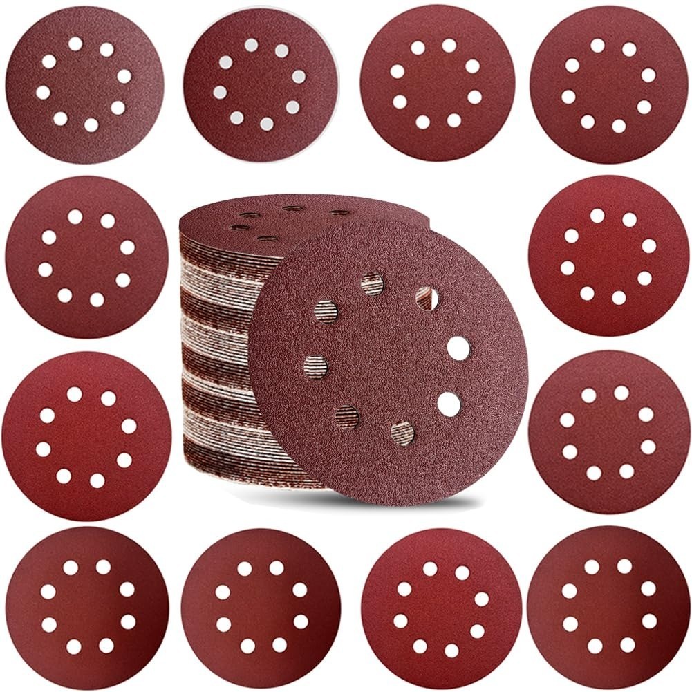 NOOKEYA 52 Pack 5 Inch Sanding Discs 60 80 120 220 320 Grits for Orbital Sander
