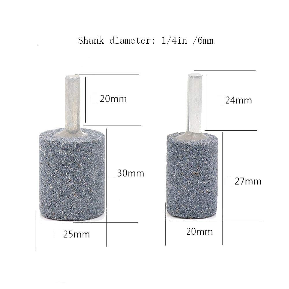 6 Pack 3 Shapes Abrasive Grinding Stone Mounted Grinding Bits 1/4 Inch Shank