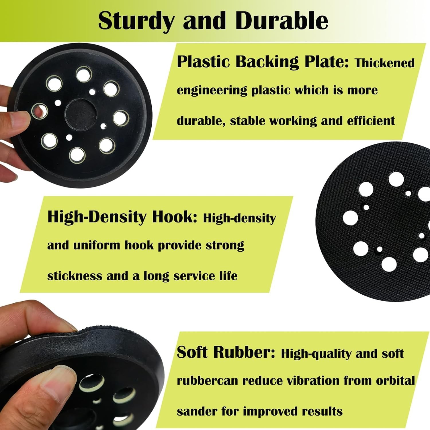 2 Pack 5″ 8 Hole Replacement Sander Pad for Ryobi Random Orbit Sander Hook Loop