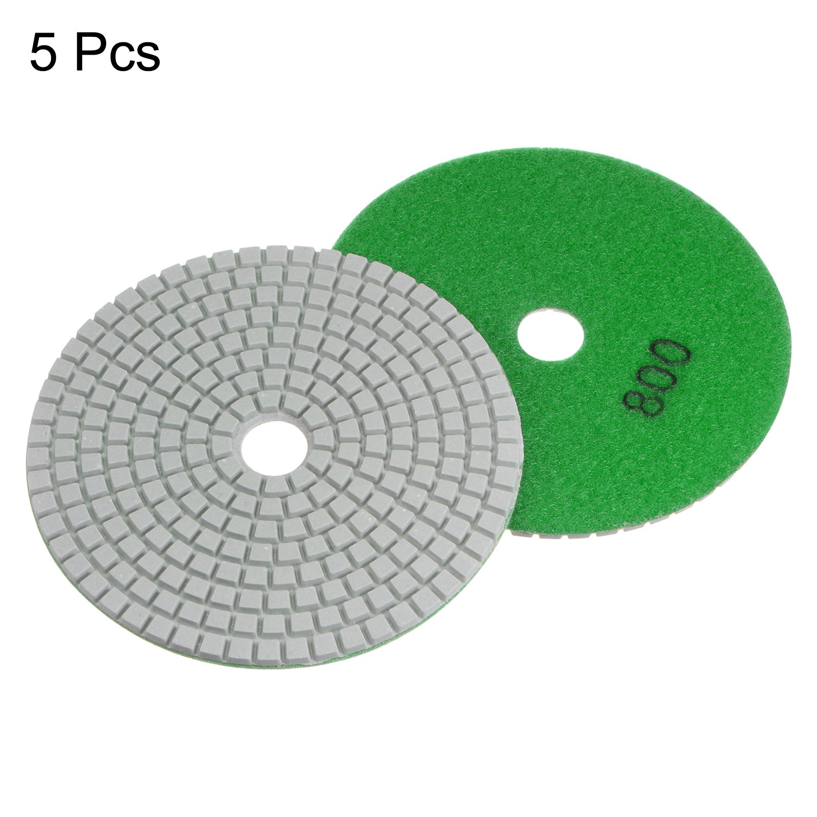 5pcs 5-Inch Grit 800 Diamond Polishing Pads Wet/Dry for Stone Concrete Marble