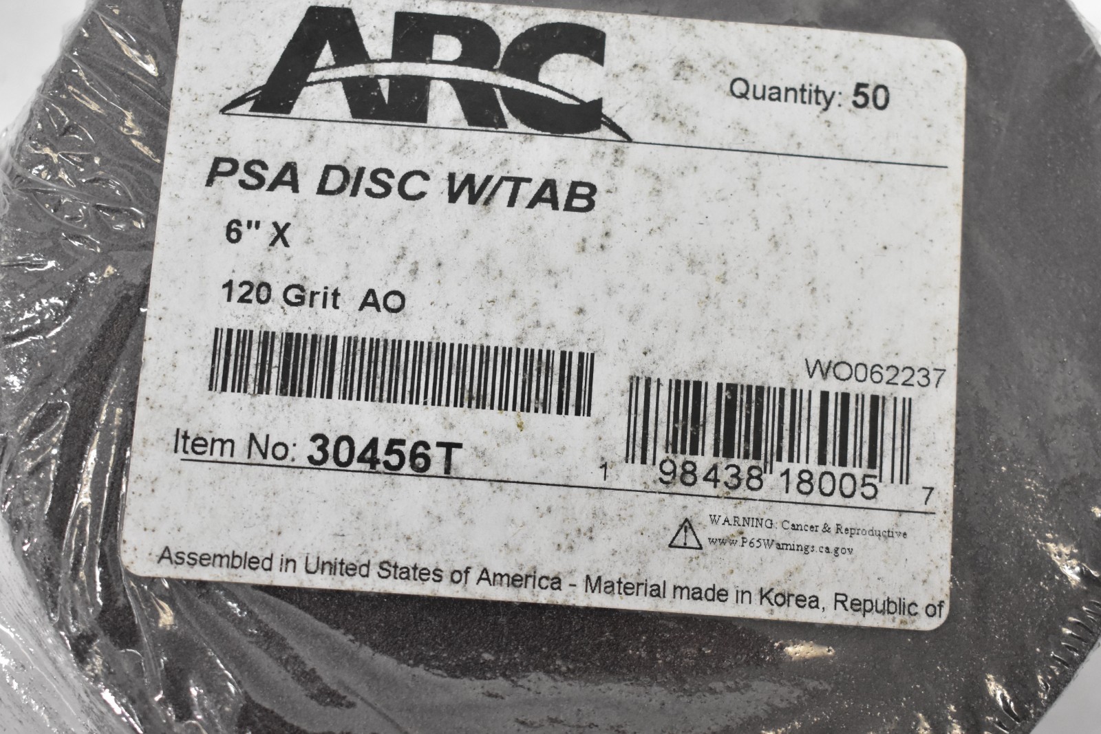 Lot of 50 ARC Abrasives 30456T 6″ PSA Sanding Discs 120 Grit Fine Coated