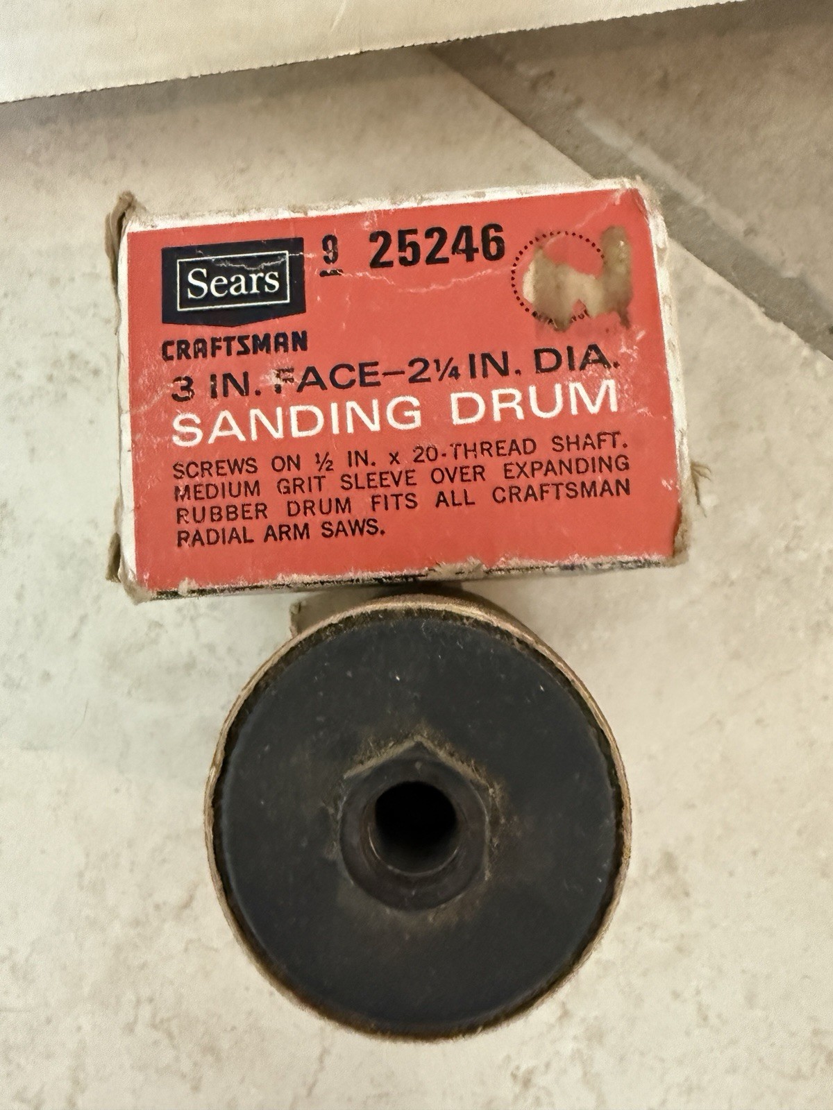 Sears Craftsman 3 in. Face 2-1/4 in. Dia. Sanding Drum # 9-25246 With Box