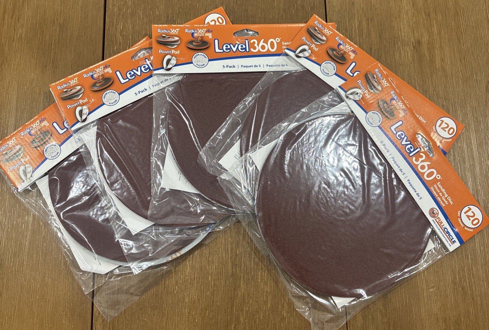 LEVEL 360 Sanding Disc 120 Grit – Case Of 5 X 5 Packs (25 Discs) – Use W/ PC7800
