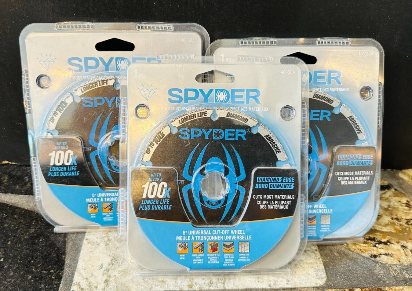 Lots of 3-Spyder 14005 Diamond Cut-Off Wheel 5 Inch-100X Longer UPC 884835007225
