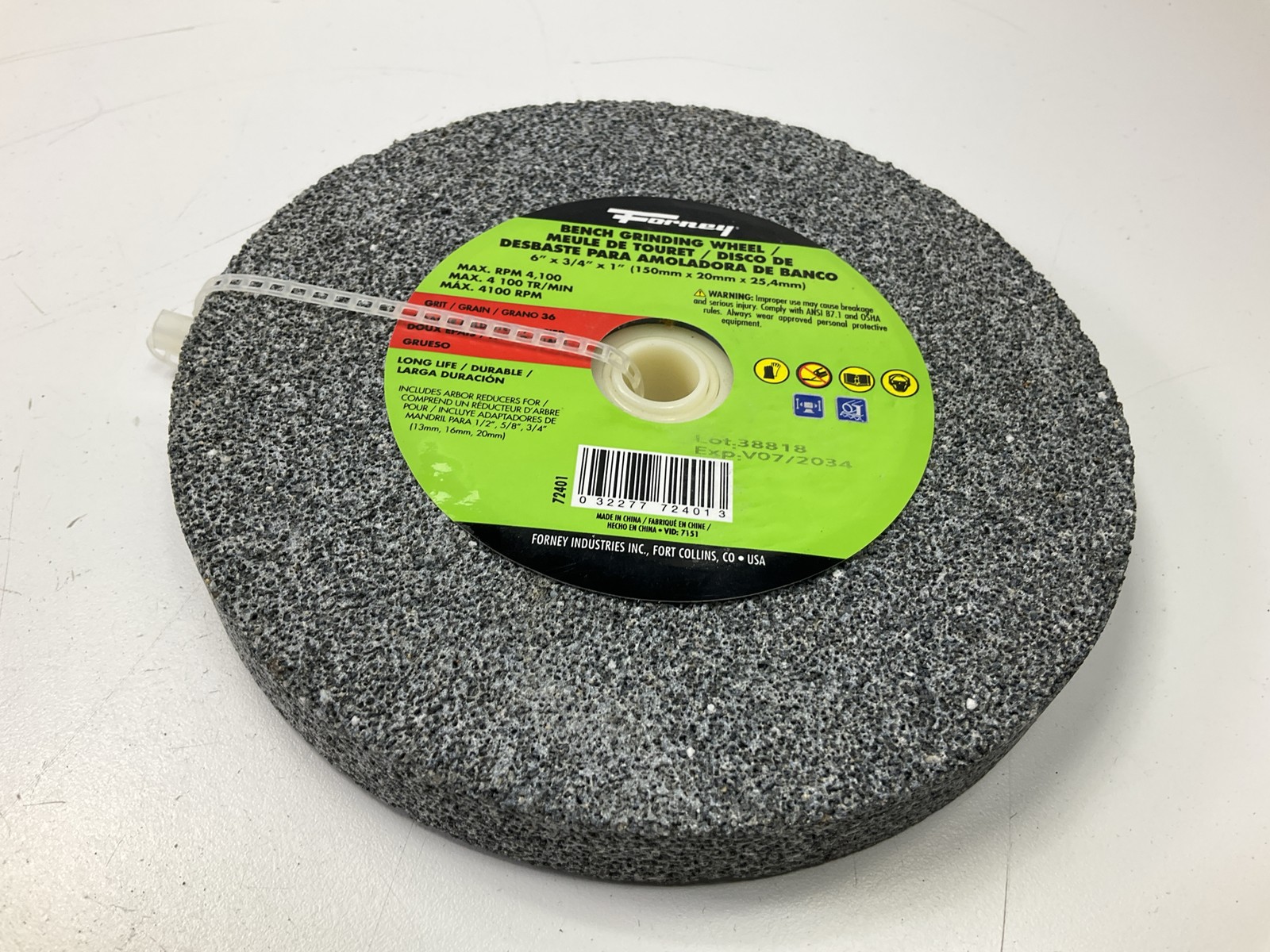 Forney 72401 Bench Grinding Wheel, 6 In X 3/4 In X 1 In