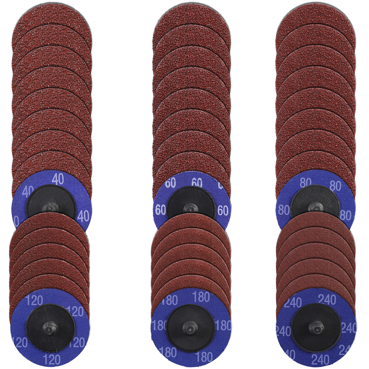 80Pcs 2″ Roll Lock Sanding Discs Kit W/ 1/4 Holder Die Grinder Quick Change Disc