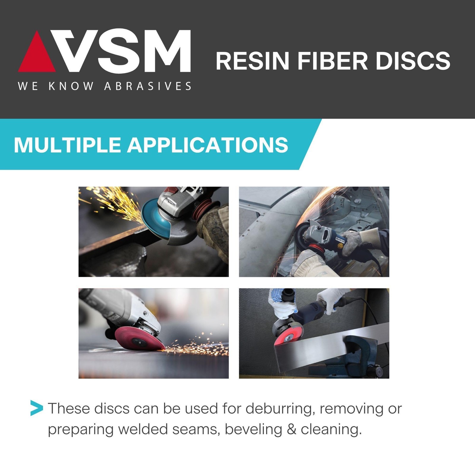 VSM 25-Pack – 4-1/2 inch 36 Grit (Coarse) – Actirox Resin Fiber Disc with Top…