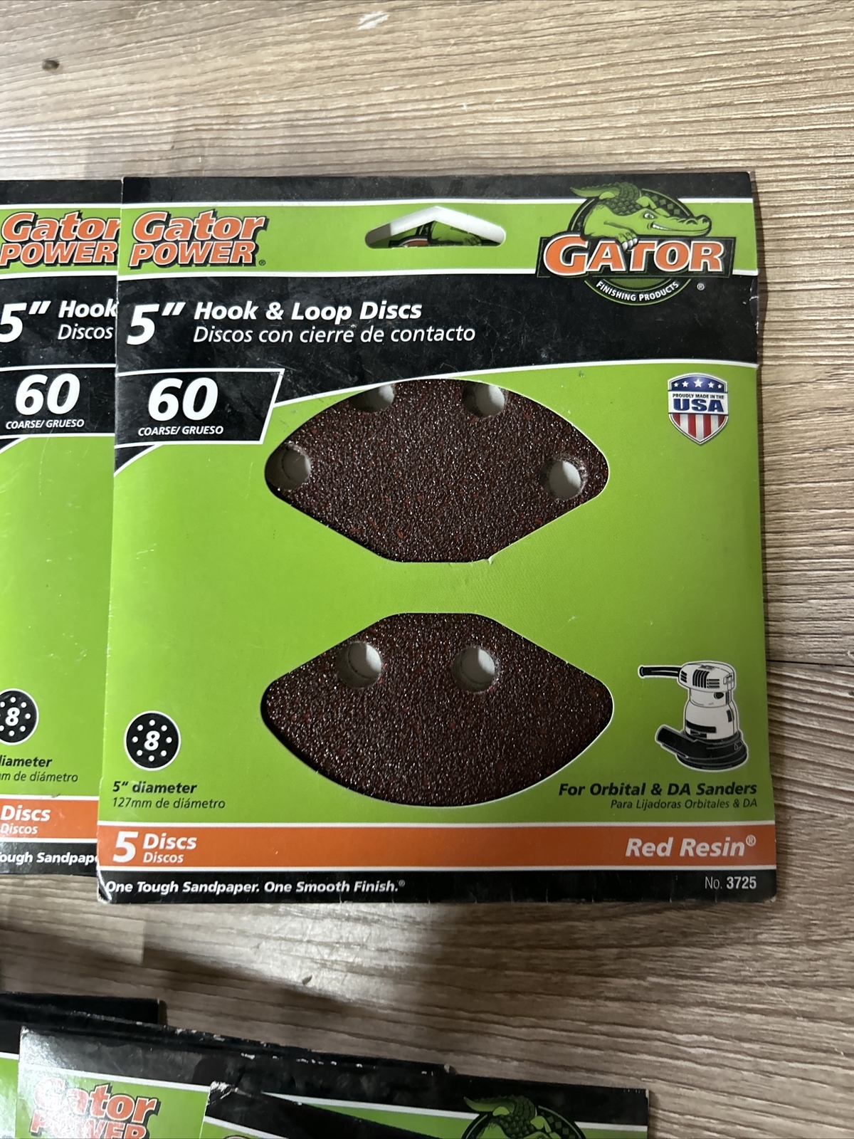 Gator Red Resin 5″ Hook&Loop Sanding Discs (13 -5 packs Of 60 & 15 0f 120grit